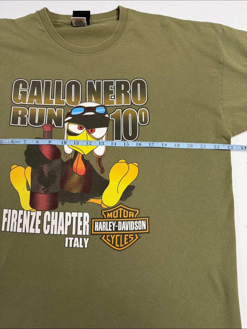 Harley-Davidson Olive Green Gallo Nero Run Graphic Tee with Yellow & Red Accents - Picture 9 of 11